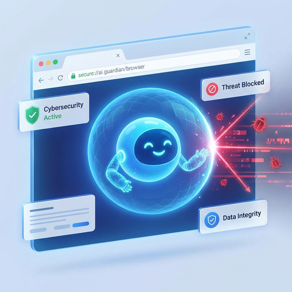 ブラウザ上で動くAIエージェントと攻撃を検知するシールドのイメージ