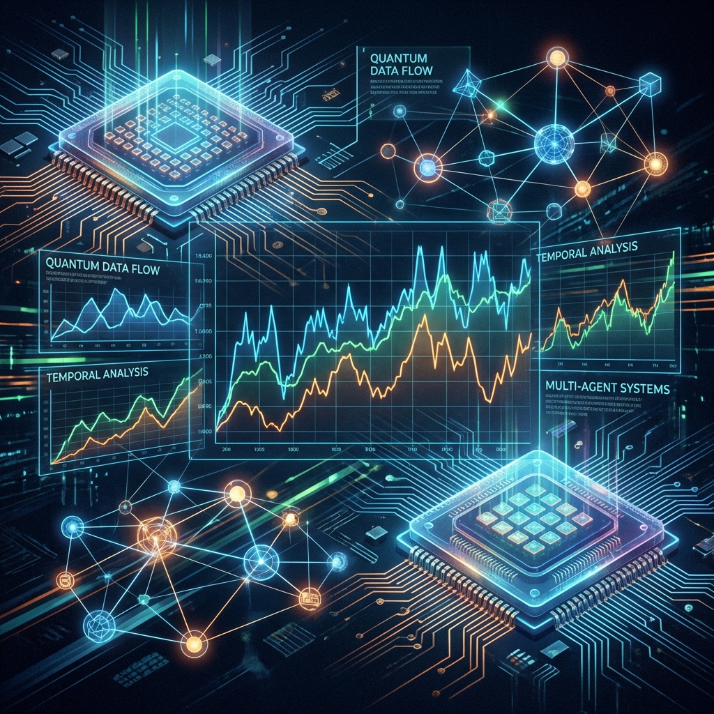 時系列予測や量子チップ、エージェントAIなど多様な研究トピックのコラージュイメージ